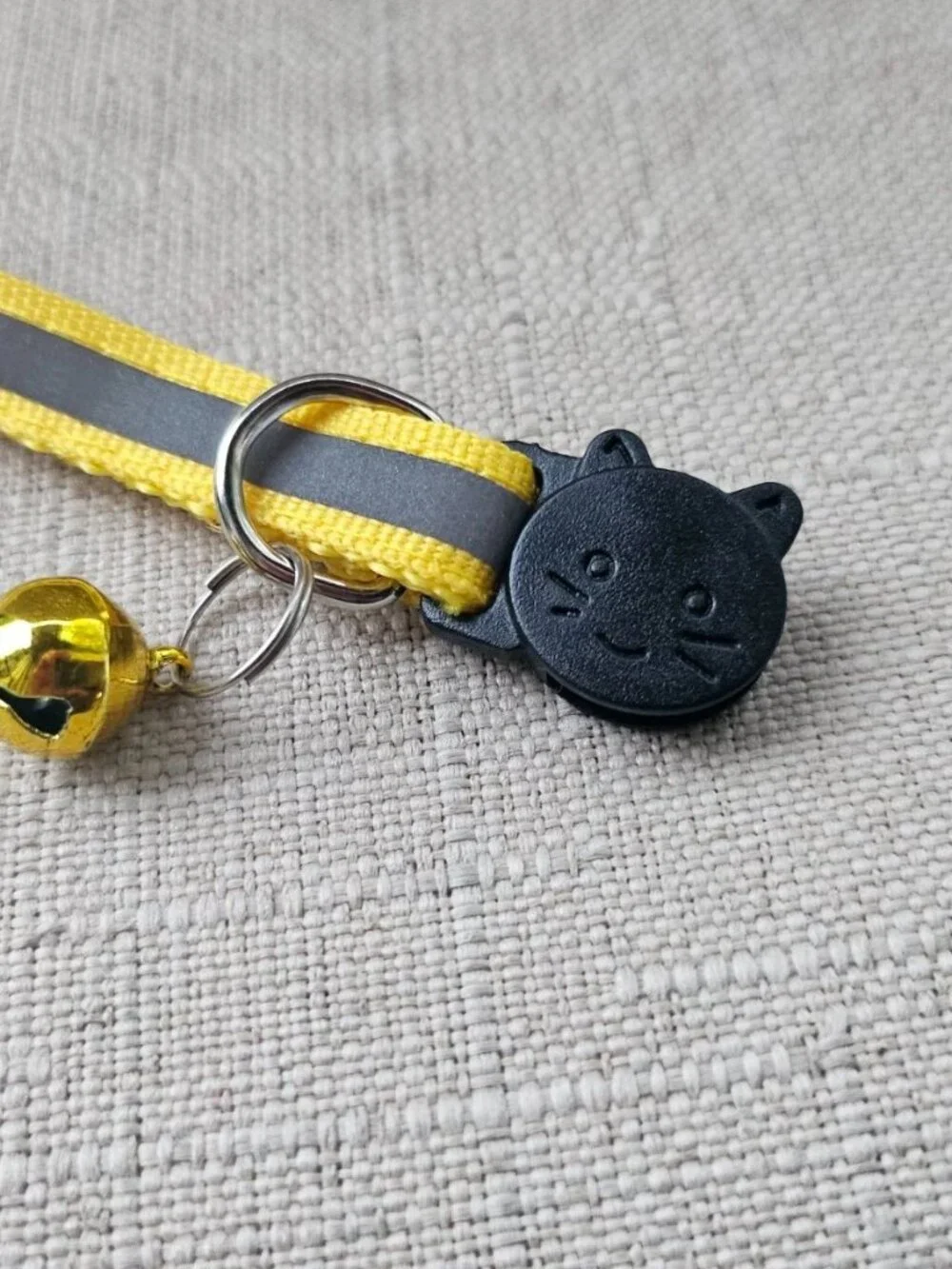 Cat Collar W/ Bell Yellow Nylon Collar Reflective Pet Collar Size Adjustable